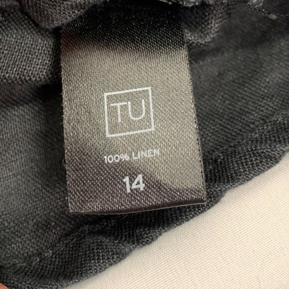 Tu UK Linen Sleeveless Flutter Blouse With Rear Ties Black Size US 10 - Picture 6 of 6